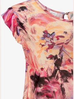 Robe mi-longue avec manches chauve-souris et imprimé floral