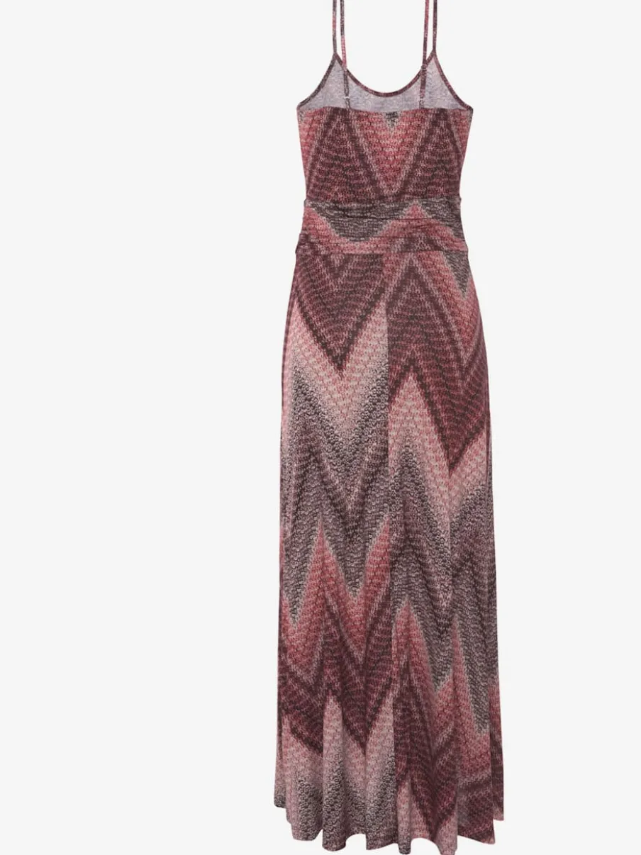 Robe mi-longue à encolure ronde avec bretelles spaghetti et fronces discrètes