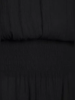 Robe mi-longue encolure ronde avec petit V et ceinture ajustable