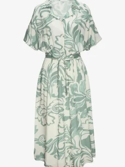 Robe mi-longue robe d'été à col tendance et encolure en v