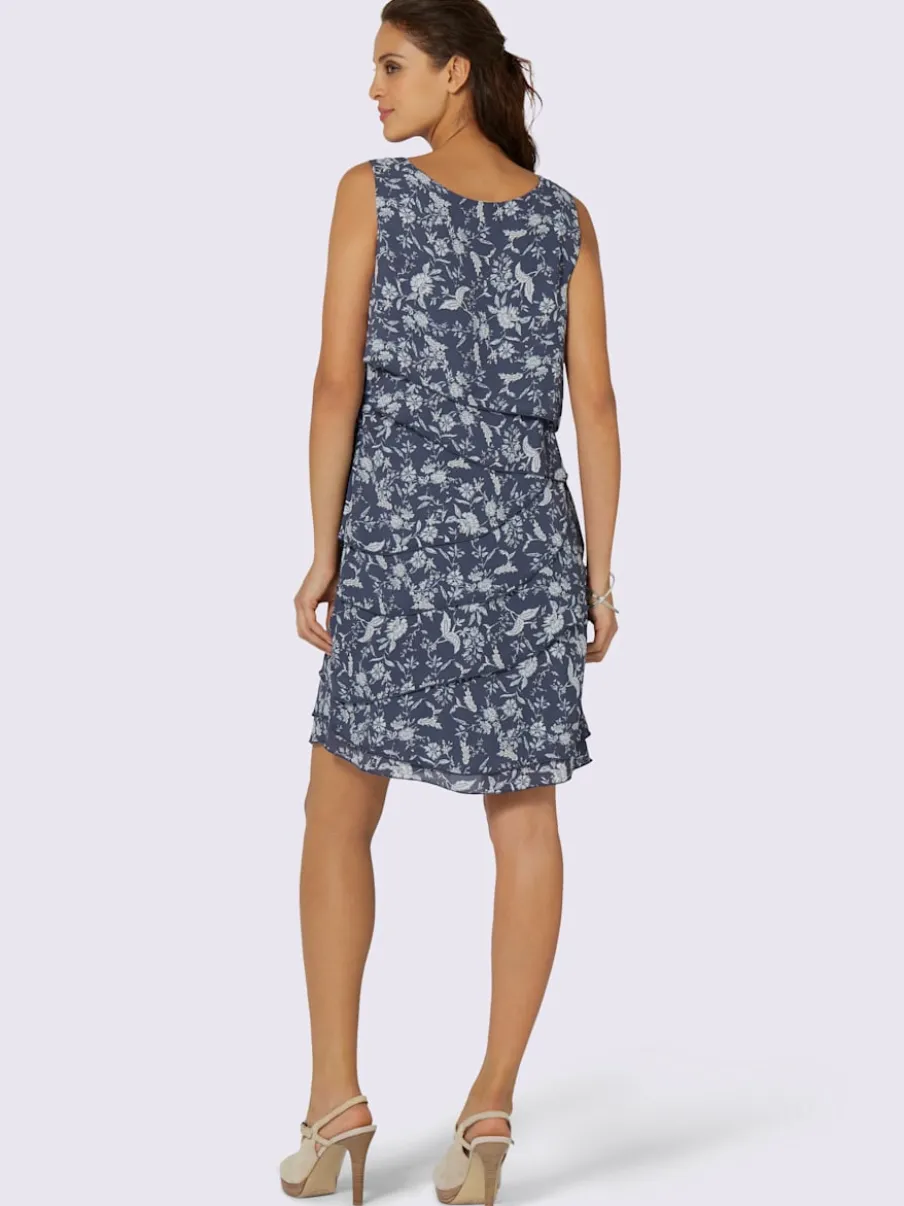 Robe à motif floral avec coupe superposée et manches sans manches