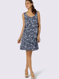 Robe à motif floral avec coupe superposée et manches sans manches