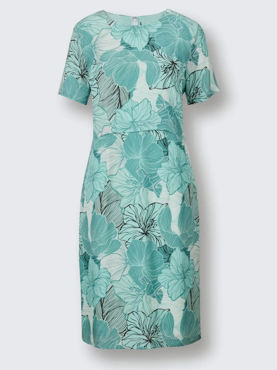 Robe à motifs fleuris avec manches courtes et doublure douce