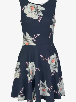 Robe patineuse courte à jupe évasée en coton