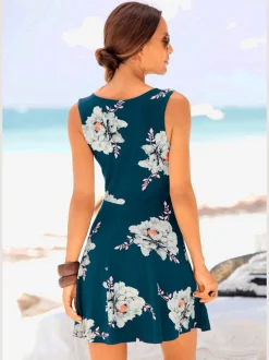 Robe patineuse courte à jupe évasée en coton