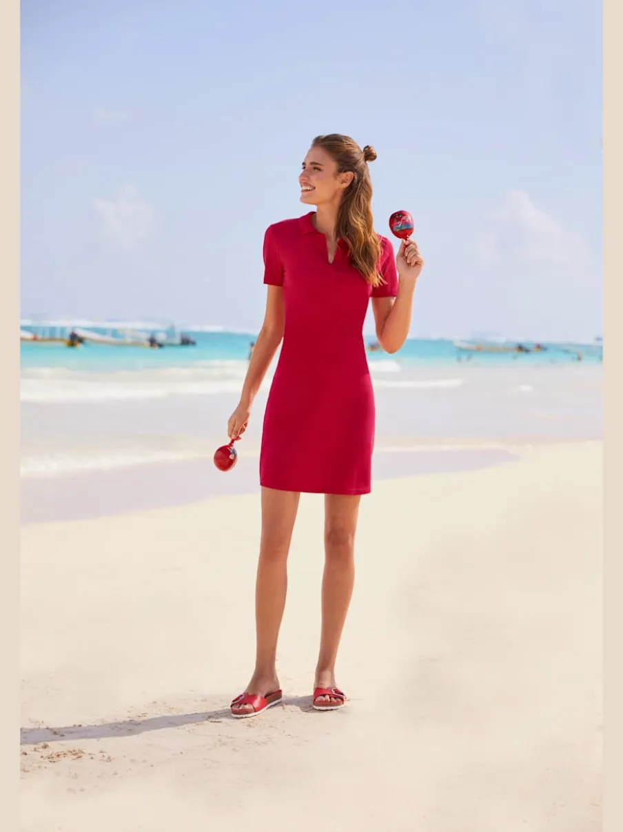 Robe polo à col classique et manches courtes en piqué doux