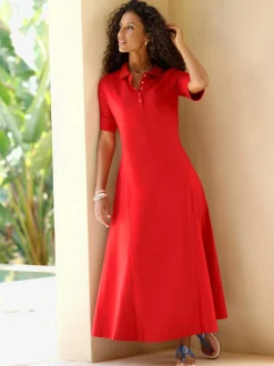 Robe polo en jersey avec col à patte de boutonnage manches courtes