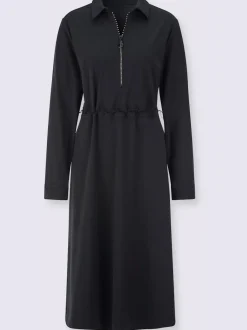 Robe polo en jersey avec col à zip et manches longues