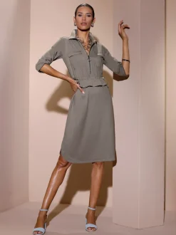 Robe polo à manches 3/4 avec poches et glissière