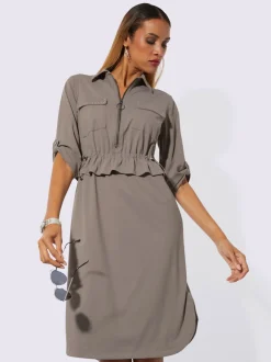 Robe polo à manches 3/4 avec poches et glissière