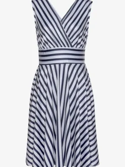 Robe portefeuille à col v avec rayures verticales