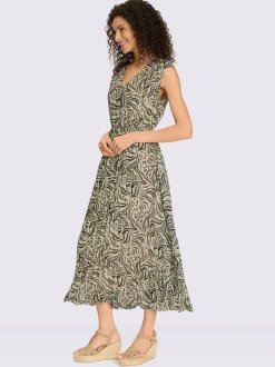 Robe sans manches col V avec motif zèbre moderne