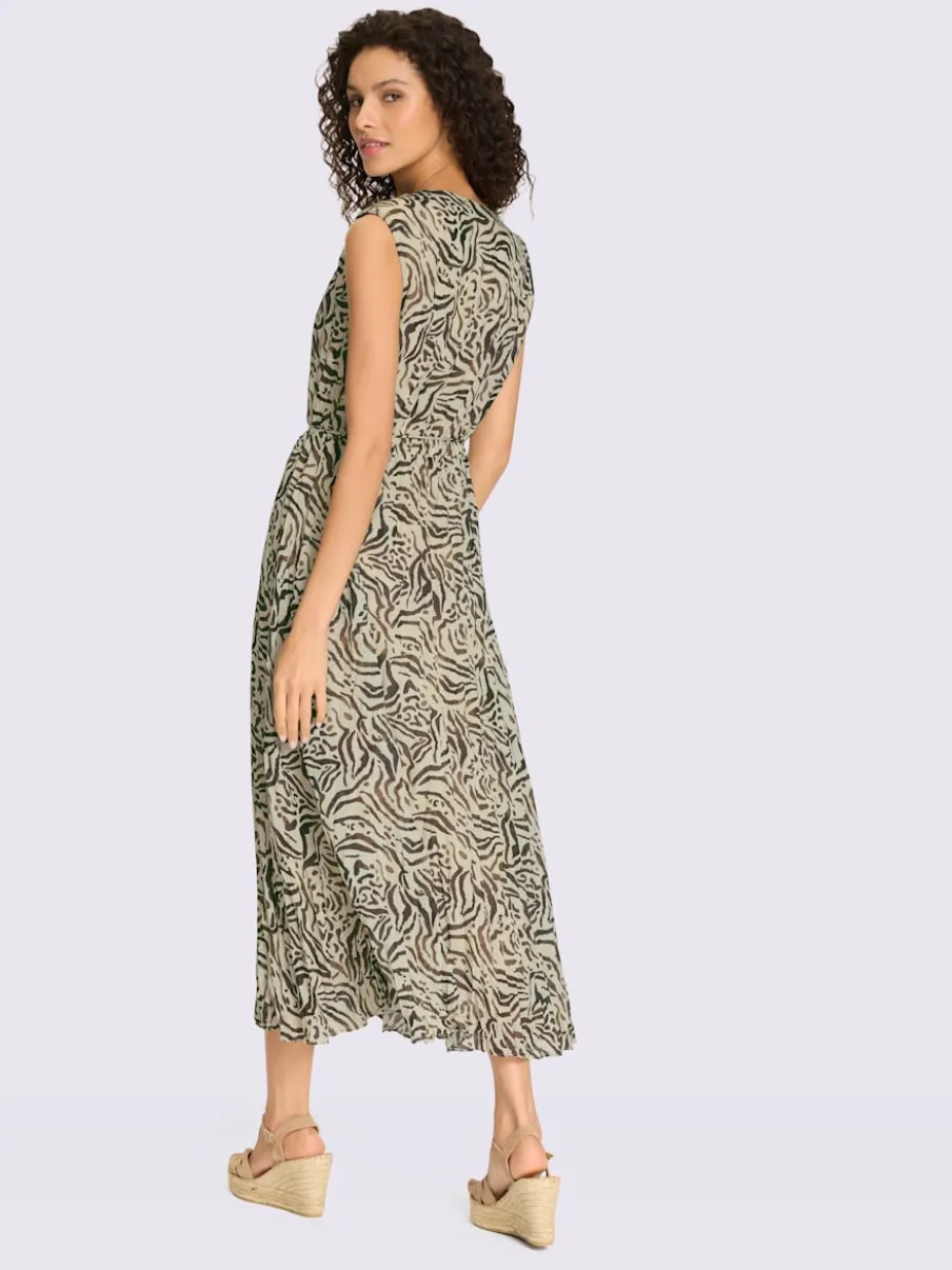 Robe sans manches col V avec motif zèbre moderne
