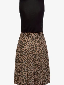 Robe sans manches en viscose avec imprimé animal.