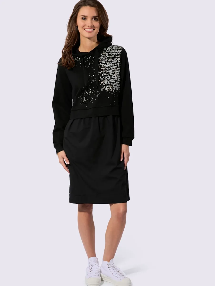 Robe sweat avec capuche et manches longues à empiècement