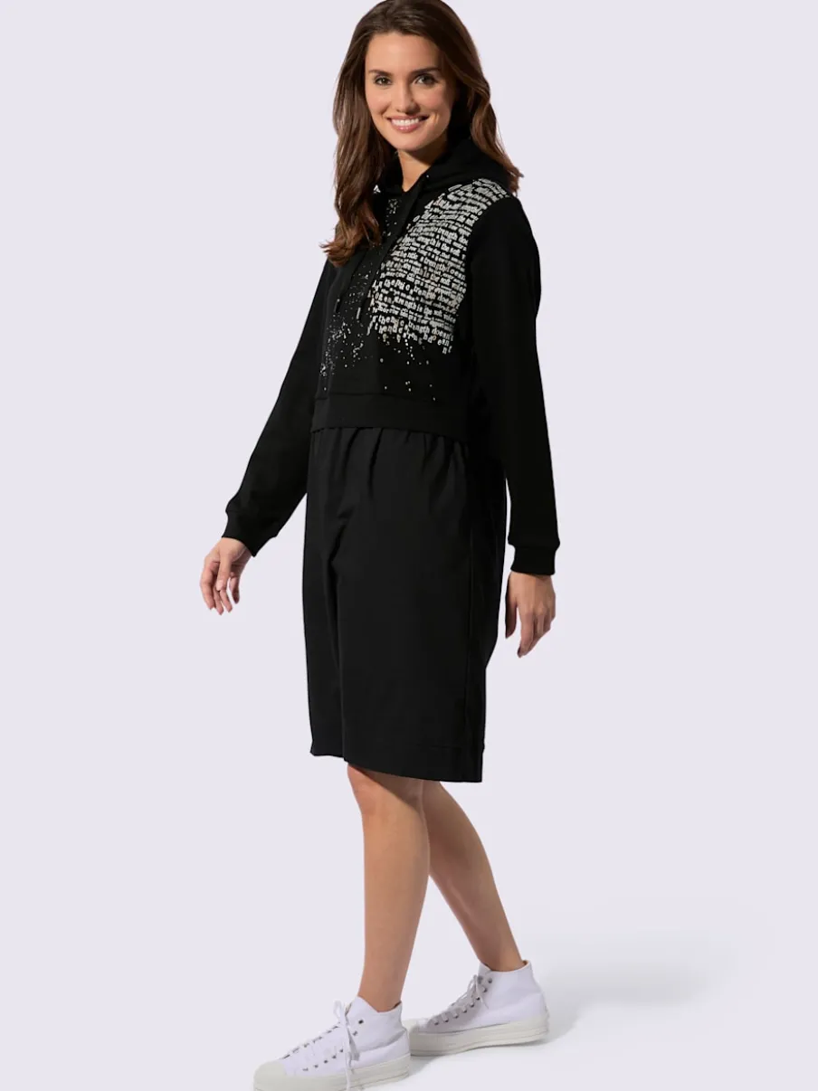 Robe sweat avec capuche et manches longues à empiècement