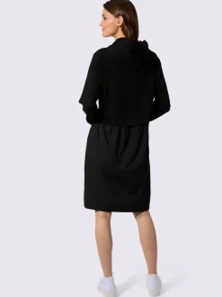 Robe sweat avec capuche et manches longues à empiècement