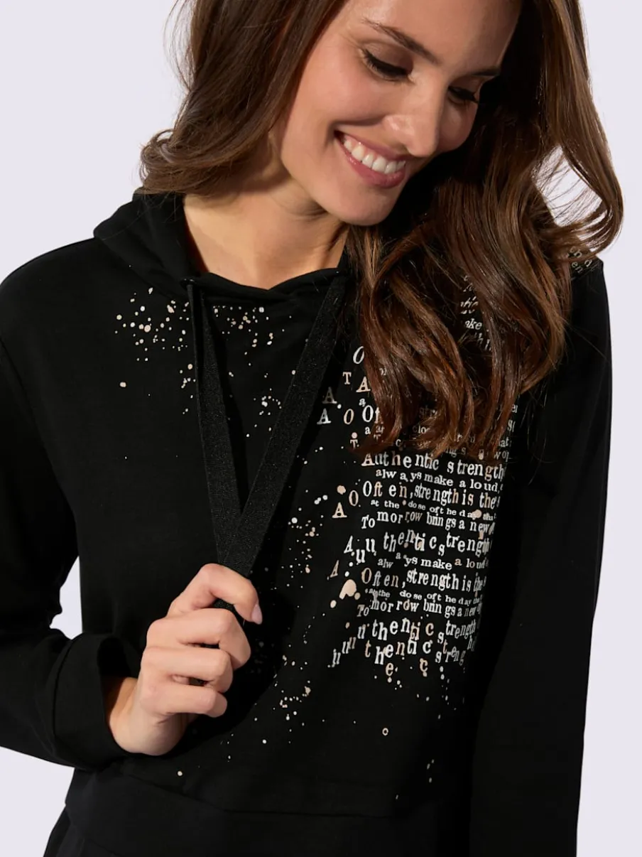 Robe sweat avec capuche et manches longues à empiècement