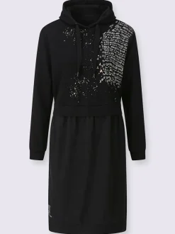 Robe sweat avec capuche et manches longues à empiècement