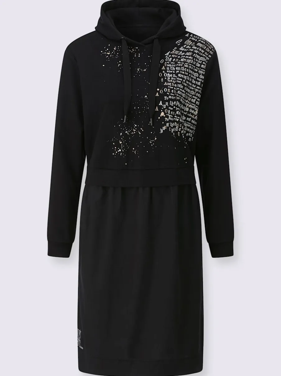 Robe sweat avec capuche et manches longues à empiècement