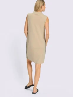 Robe sweat col montant avec inscription effet 3D et rayures sportives