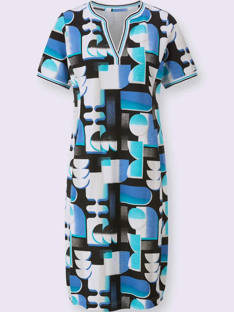 Robe sweat à col rond et manches courtes rayées
