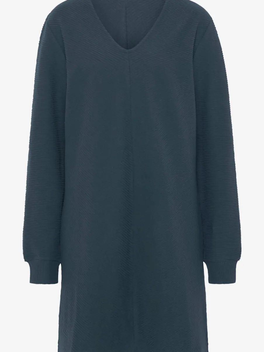 Robe sweat côtelée manches longues avec bords-côtes