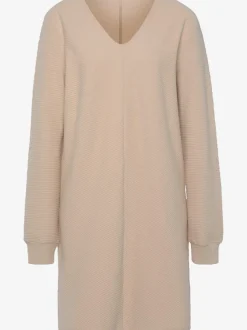 Robe sweat côtelée manches longues avec bords-côtes
