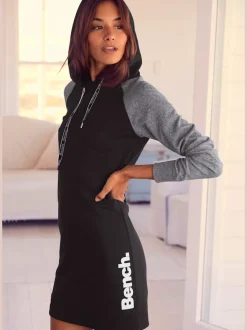 Robe sweatshirt à capuche avec logo et manches raglan