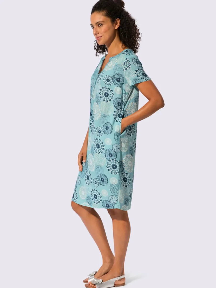 Robe tissée imprimée avec encolure V et manches courtes