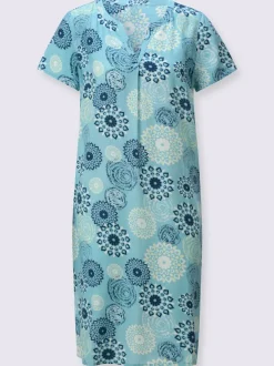 Robe tissée imprimée avec encolure V et manches courtes