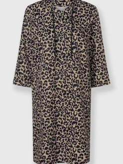 Robe tissée à imprimé léopard avec encolure V sportive