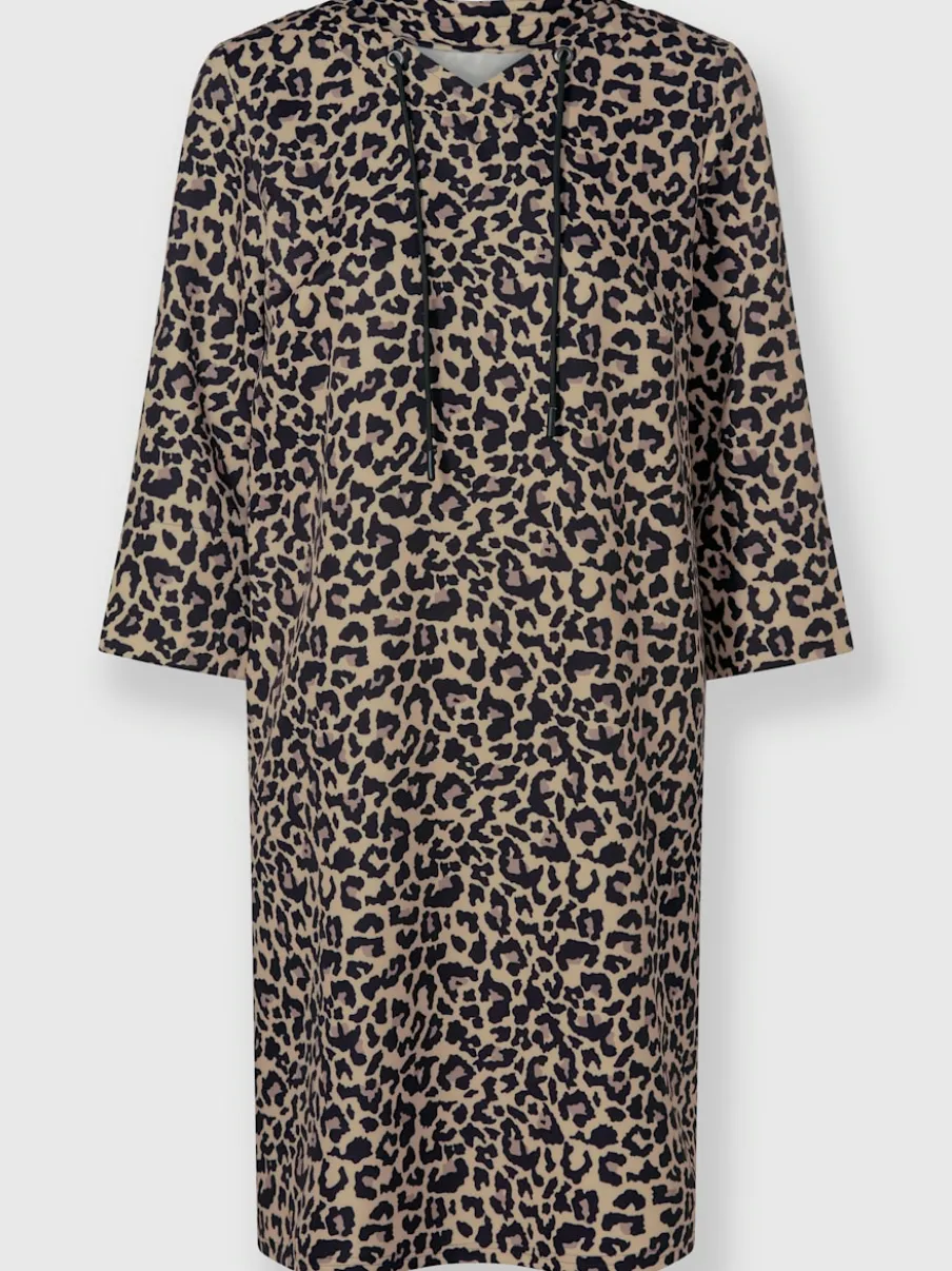 Robe tissée à imprimé léopard avec encolure V sportive