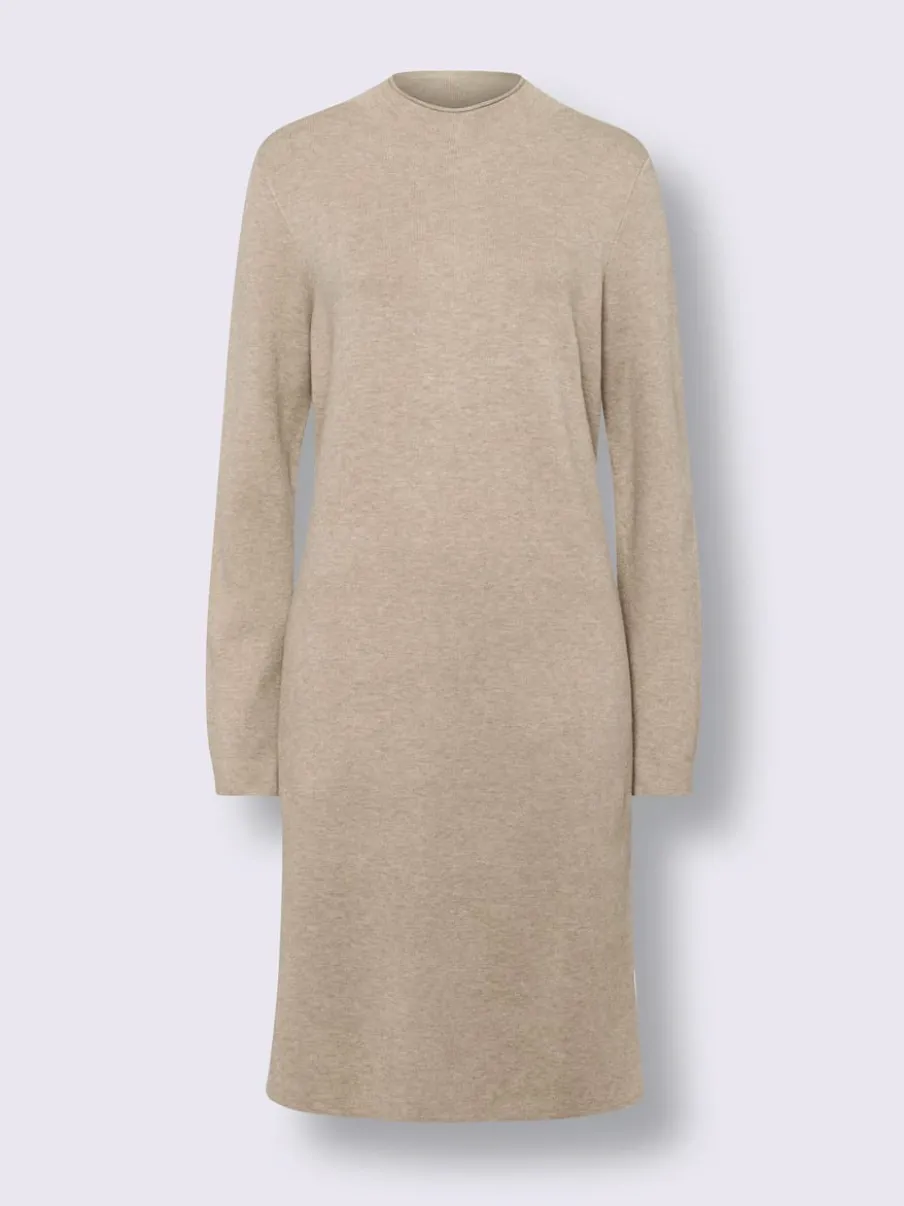 Robe tricot col corolle manches longues détails fluides