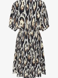 Robe tunique col V profonde avec manches mi-longues et volant