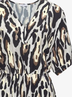 Robe tunique col V profonde avec manches mi-longues et volant