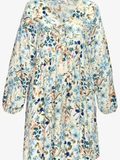 Robe tunique à encolure en V avec décoration raffinée