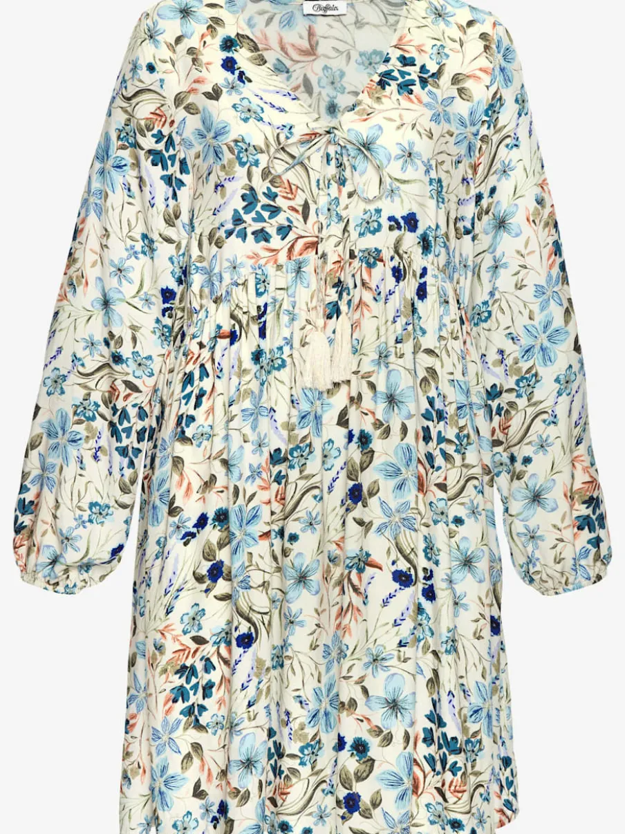 Robe tunique à encolure en V avec décoration raffinée