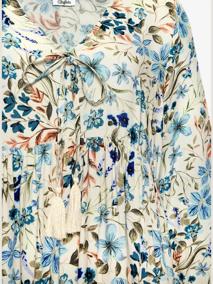 Robe tunique à encolure en V avec décoration raffinée