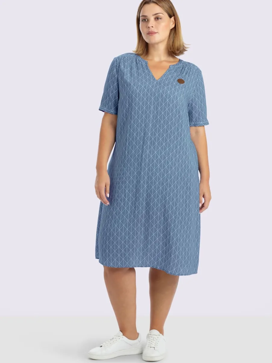 Robe tunique encolure ronde fendue