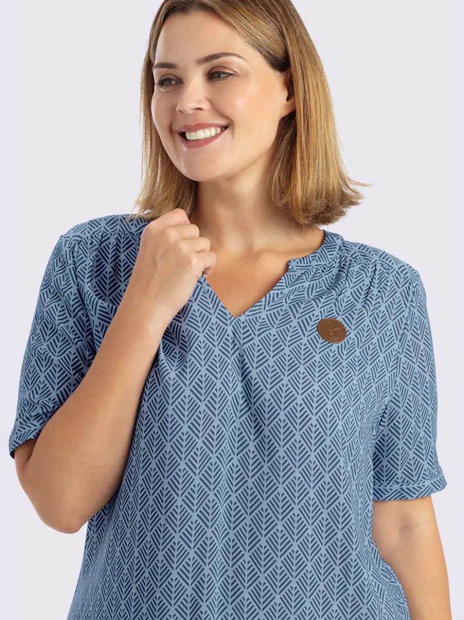 Robe tunique encolure ronde fendue