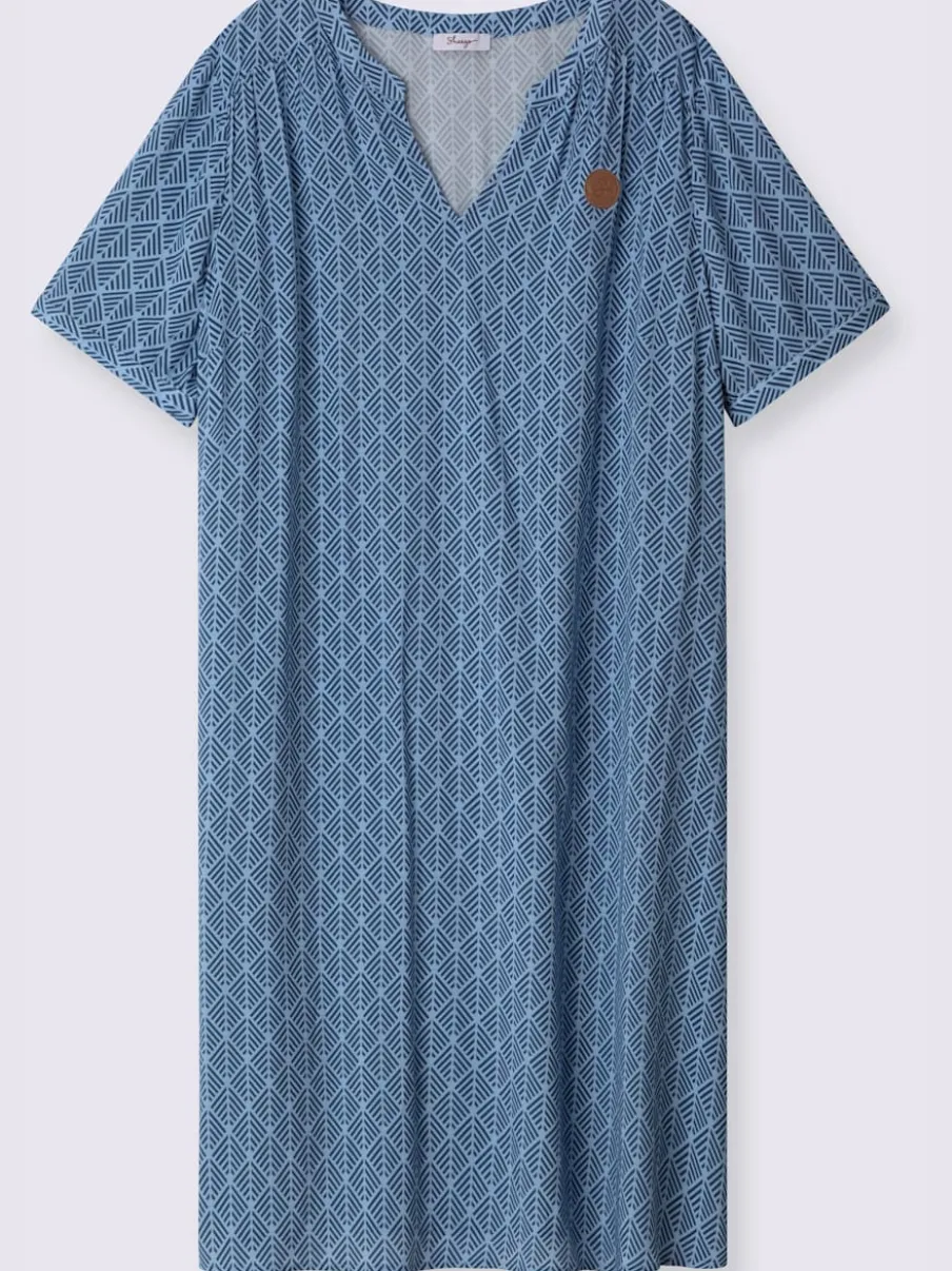 Robe tunique encolure ronde fendue