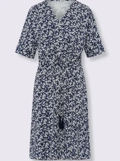 Robe évasée col V avec imprimé floral et lien