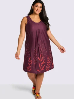 Robe évasée encolure ronde dégagée