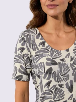 Robe évasée en jersey avec encolure ronde et motifs végétaux