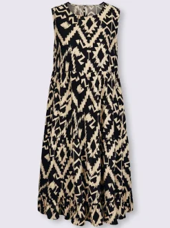 Robe évasée sans manches avec imprimé ethnique en tissu fluide
