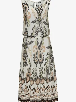 Robe à volants encolure ronde avec imprimé unique