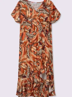 Robe à volants superbe aspect cache-cœur