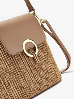 Sac en bandoulière élégant sac à main avec détails couleur or et bandoulière amovible