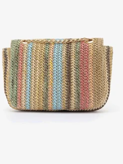 Sac en bandoulière petite poche intérieure avec glissière en imitation raphia